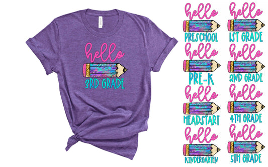 Hello Grade Colorful Pencil - Transfer