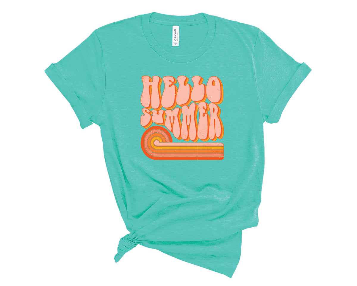 Hello Summer Retro Lines  -  Transfer