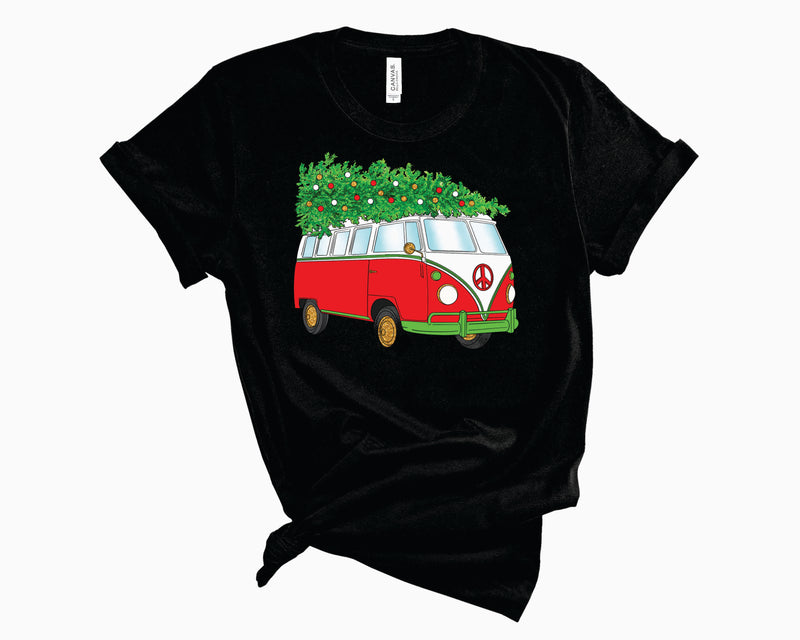 Hippie Bus Christmas Red Green- Graphic Tee