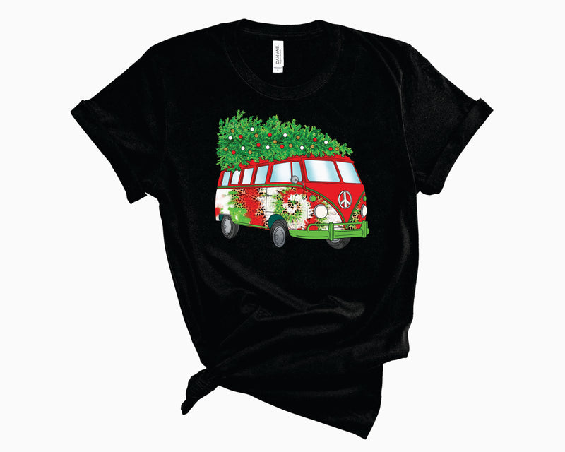 Hippie Bus Christmas Red Tie Dye- Transfer