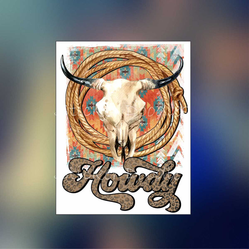 Howdy Cow Skull - Sticker