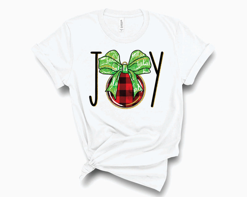 Joy Red Plaid Ornament- Graphic Tee