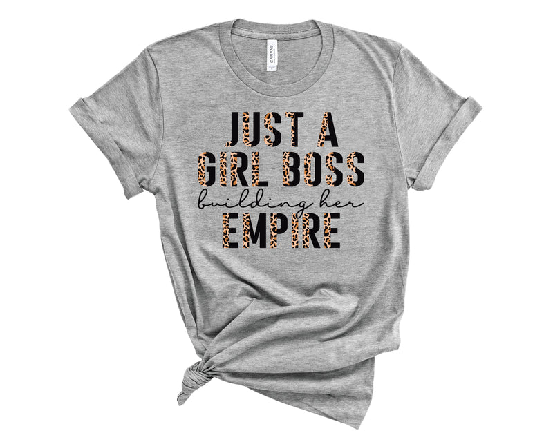 Just A Girl Boss Half Leopard Black - Graphic Tee
