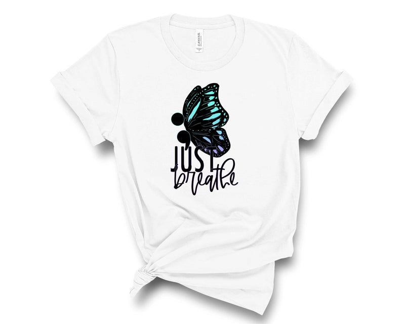 Just Breath Colored Butterfly - Graphic Tee