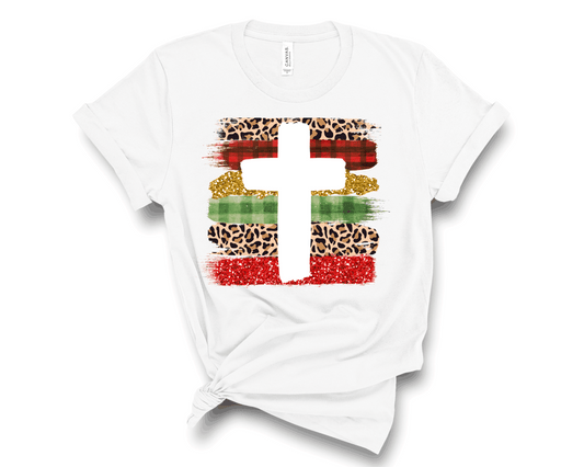 Leopard Glitter Cross Brush Stroke- Transfer