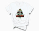 Merry Christmas Brush Tree Green Plaid- Transfer
