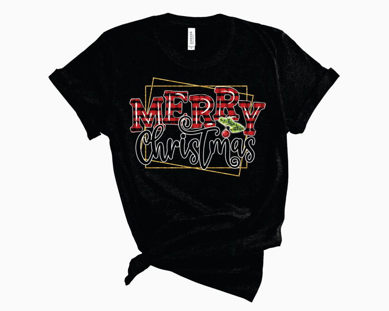 Merry Christmas Gold Glitter Frame - Graphic Tee