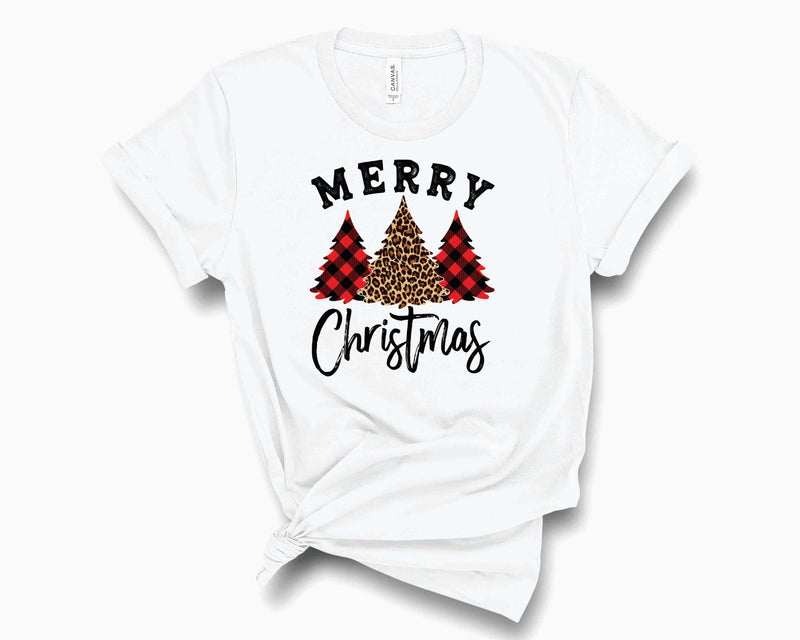 Merry Christmas Plaid Leopard- Graphic Tee
