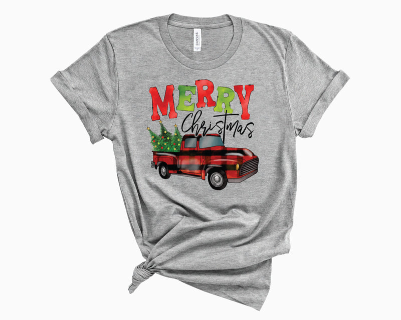 Merry Christmas Plaid Truck- Graphic Tee