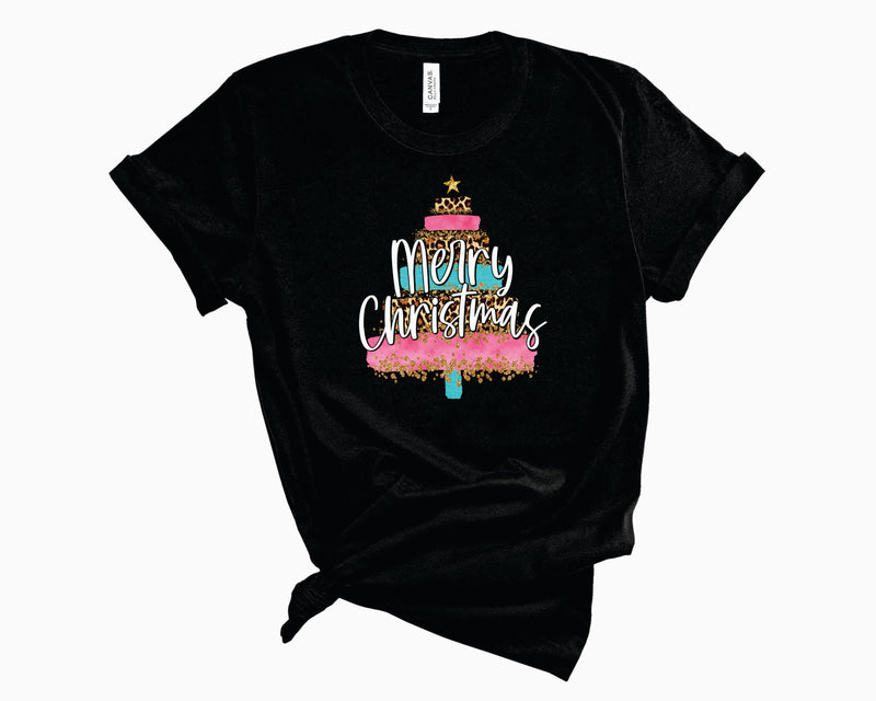 Merry Christmas Tree Pink,Blue & Leopard- Transfer