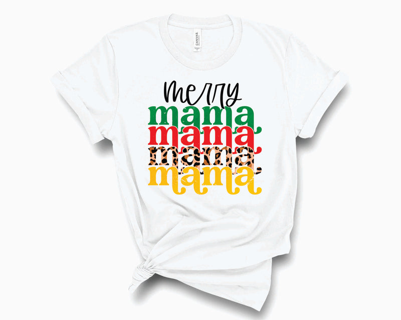 Merry Mama Leopard Stacked- Graphic Tee