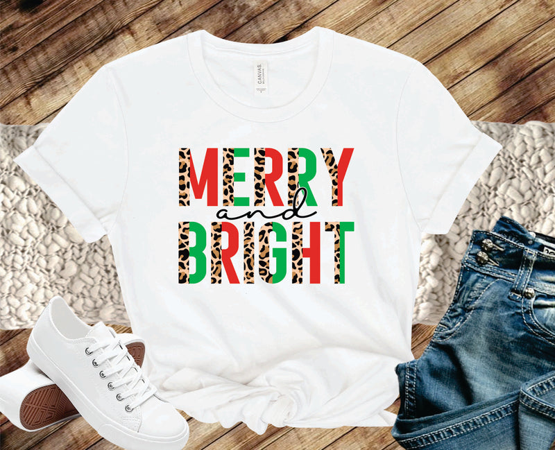 Merry and Bright Half Leopard Red and Green- Transfer