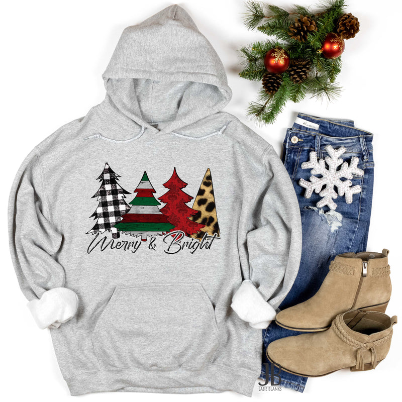 Merry and Bright Trees - Graphic Hoodie
