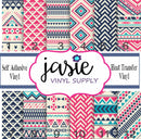 Navy and Pink Tribal Printed Vinyl