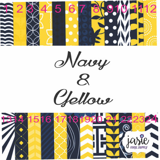 Navy and Yellow Printed Vinyl