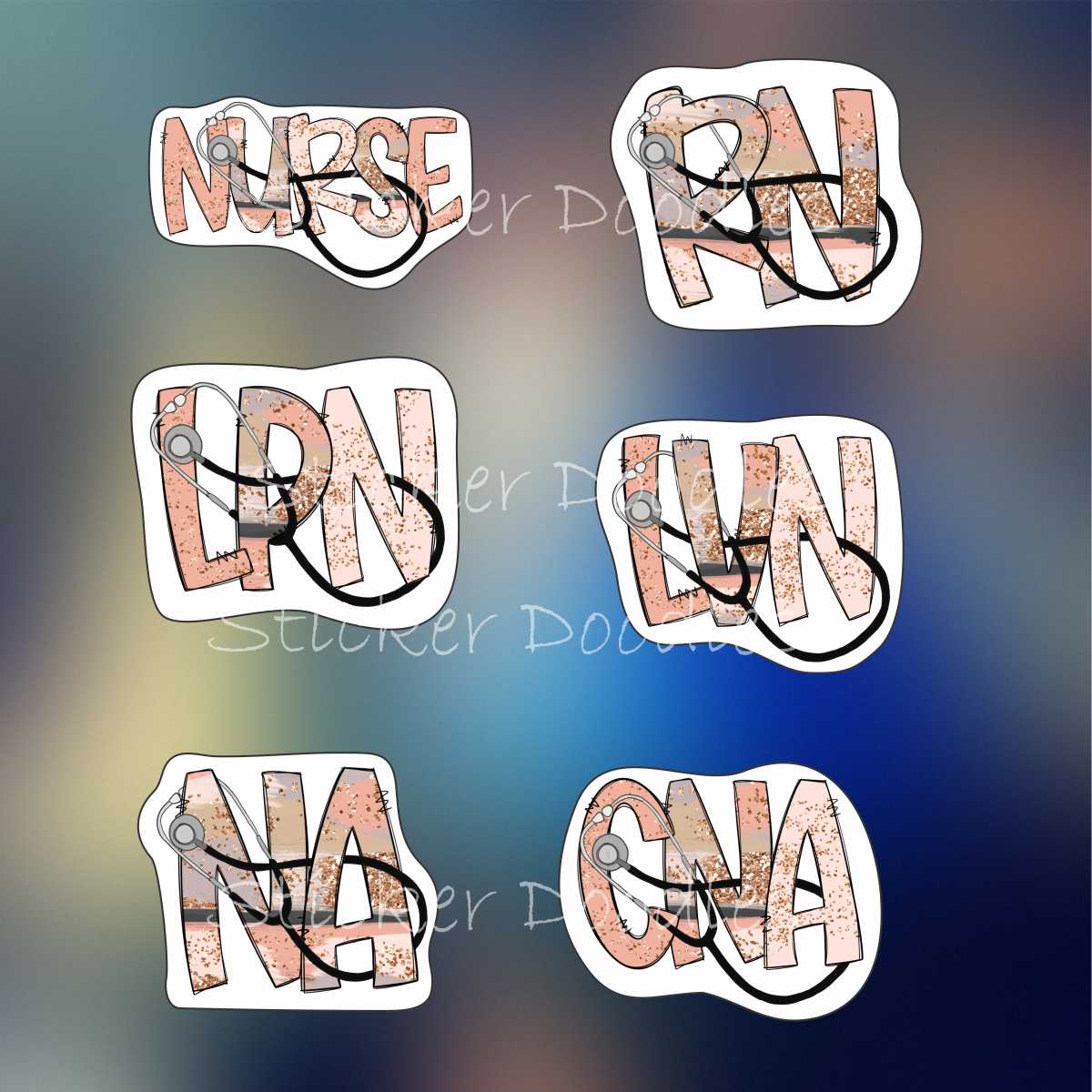Nurse Letters Pink - Sticker