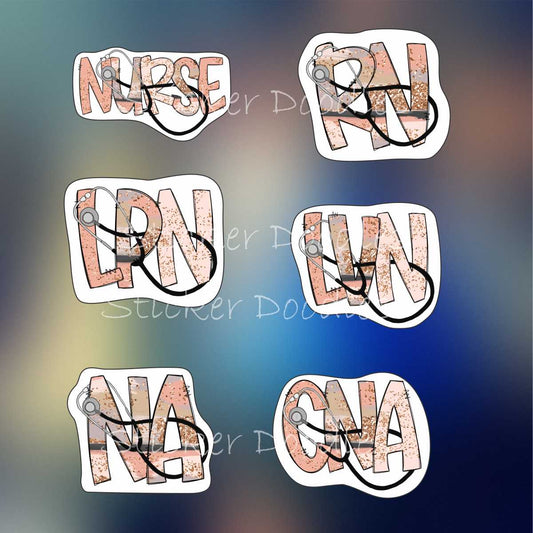Nurse Letters Pink - Sticker