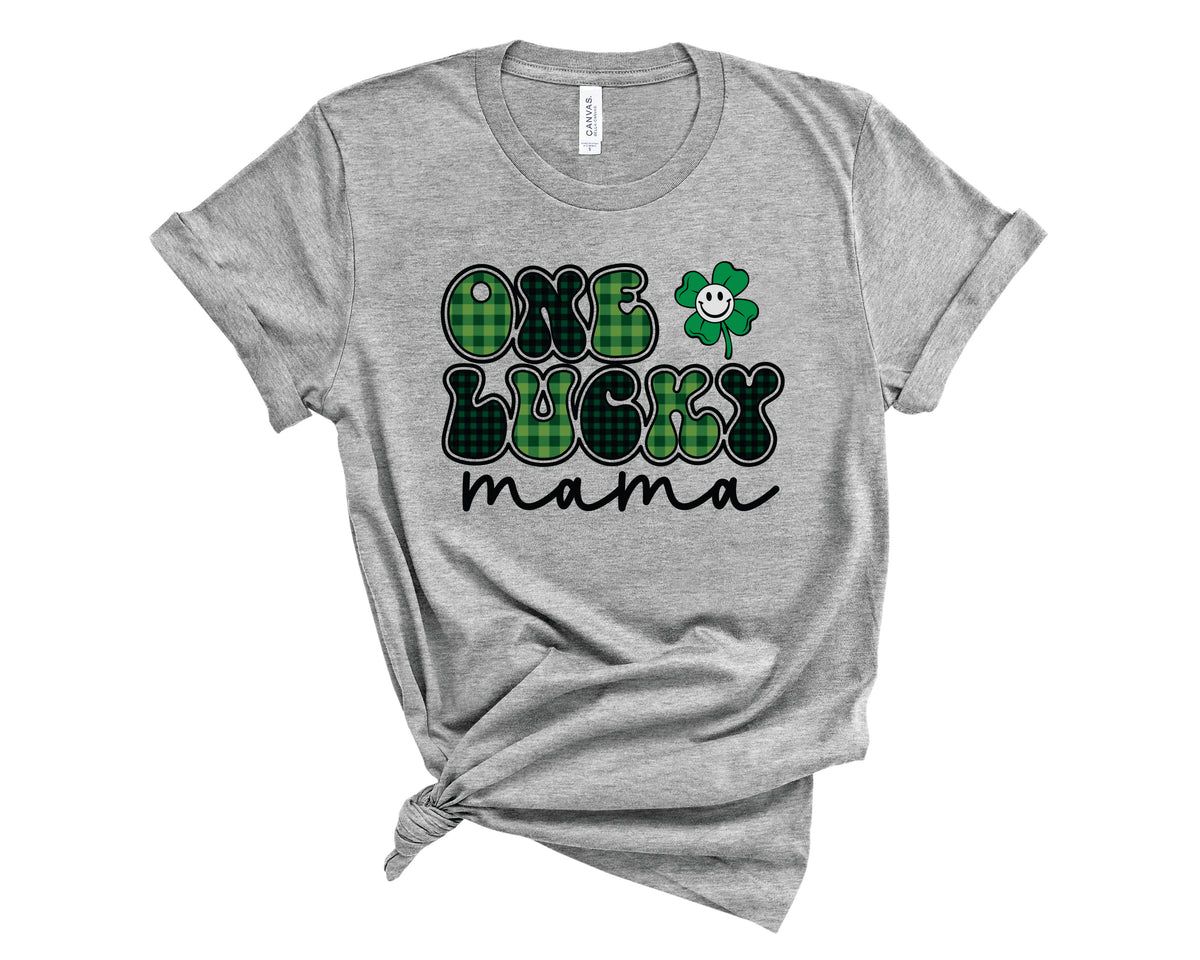 One Lucky Mama Vintage Plaid - Transfer