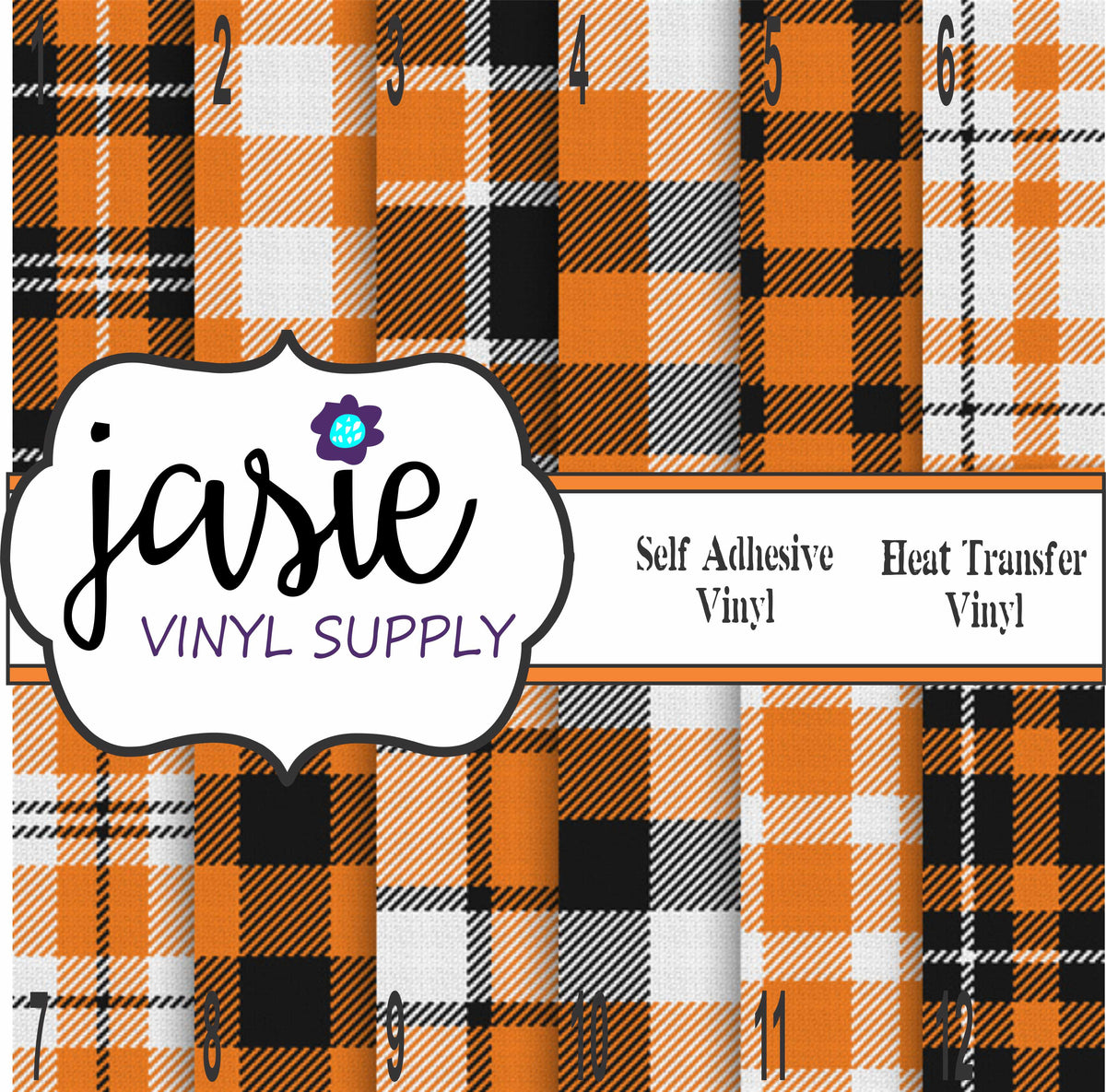 Orange Plaid Printed Vinyl
