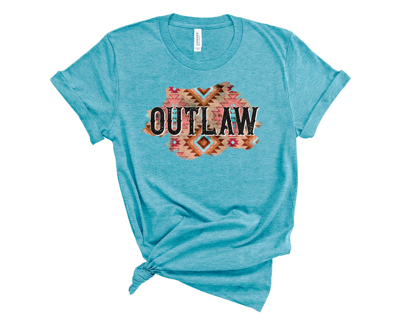Outlaw Aztec Pink Blue - Graphic Tee