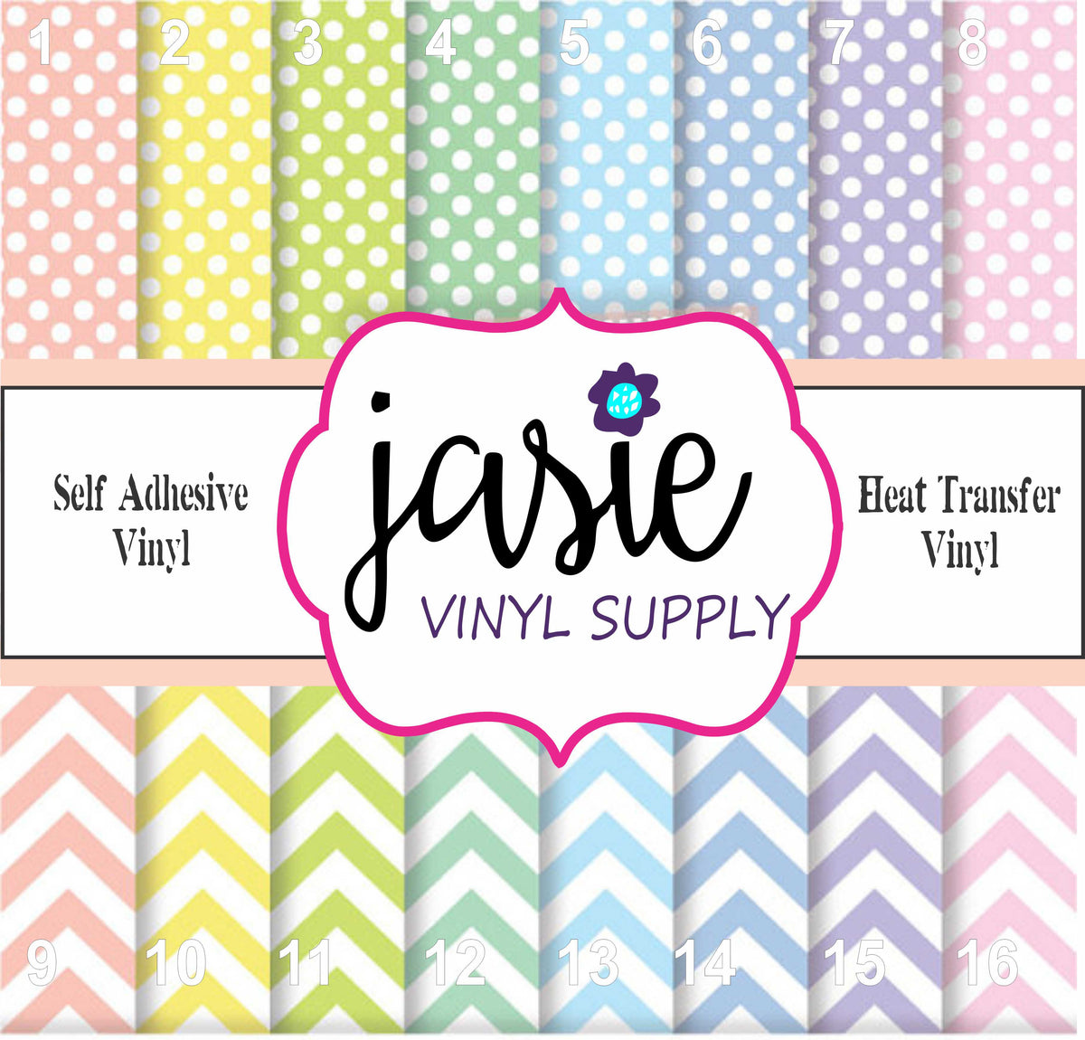 Pastel Chevron Dots Printed Vinyl