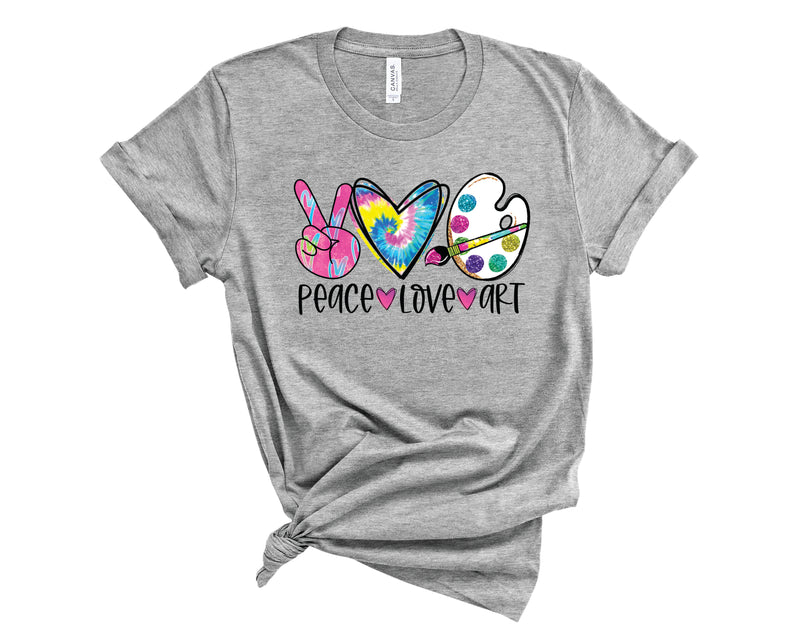 Peace Love Art Colorful - Graphic Tee