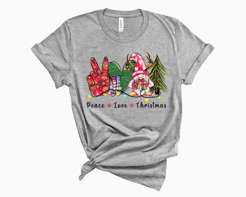 Peace Love Christmas Gnome- Graphic Tee