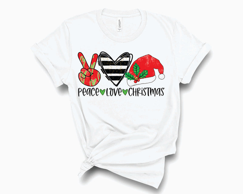 Peace Love Christmas Stripes- Graphic Tee