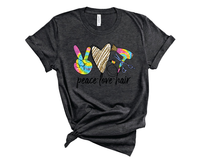 Peace Love Hair Tie Dye Leopard - Graphic Tee