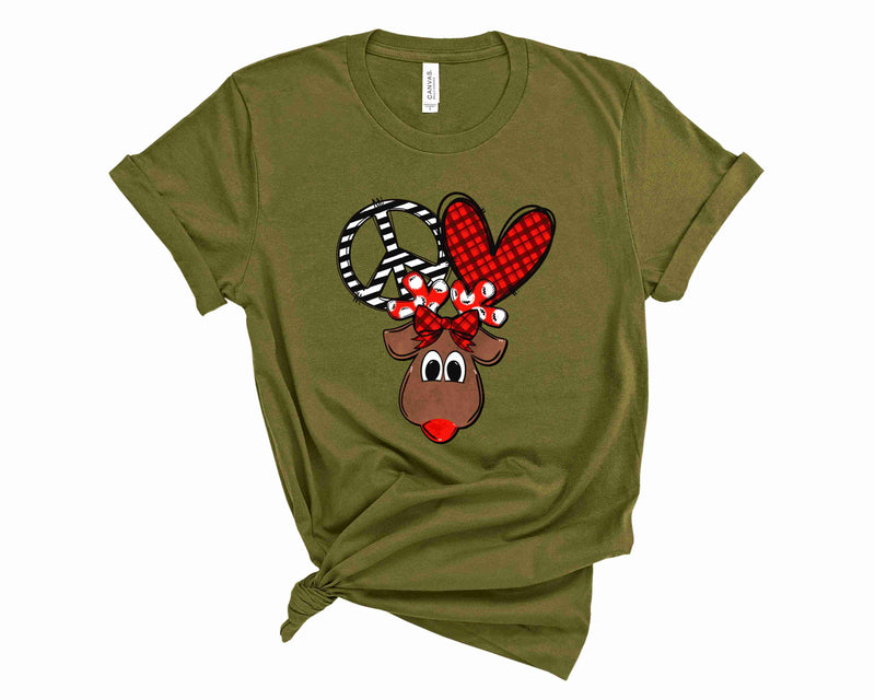 Peace Love Reindeer-Red - Graphic Tee