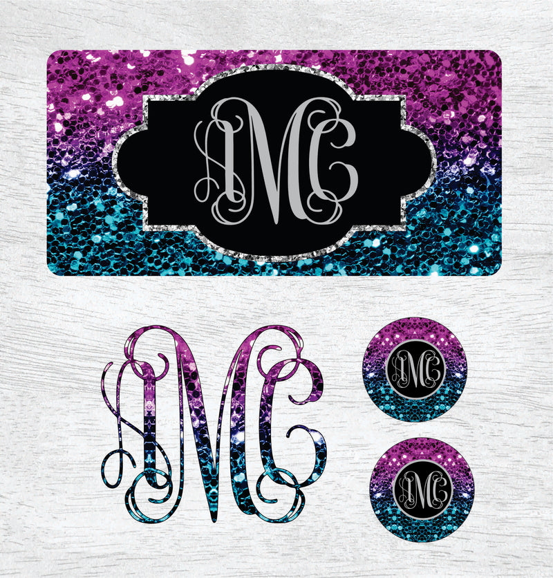 Pink & Teal Ombre Glam Glitter Car Kit