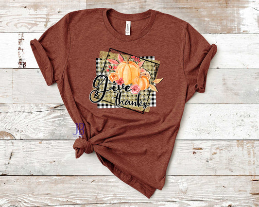 Pumpkins Give Thanks Plaid - Transfer