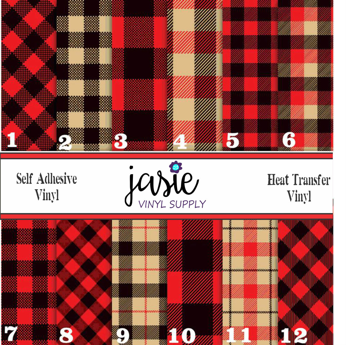 Red/Black Plaid Printed Vinyl