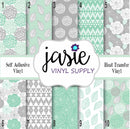 Shabby Chic Mint & Grey Printed Vinyl