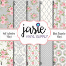 Shabby Chic Pink & Grey Printed Vinyl