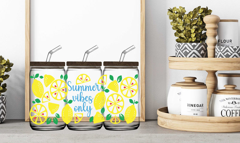 16oz Glass Jar Sublimation Wrap-- Summer Vibes Only
