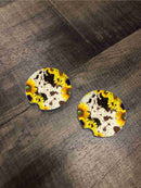 Car Coasters - Cow/Sunflower Print