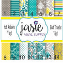 Teal and Yellow Printed Vinyl