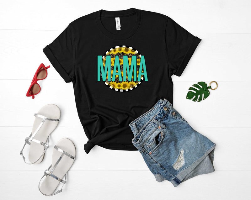 Turquoise Mama with sunflower - Graphic Tee