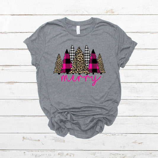 Pink Leopard Christmas Trees- Transfer