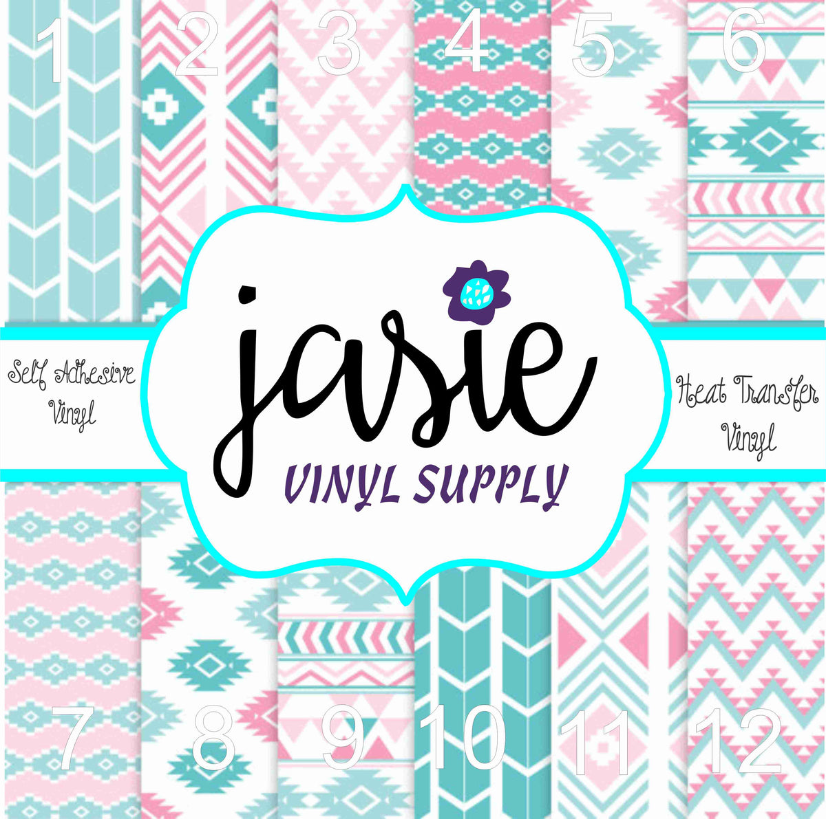 Aztec Pink & Teal Printed Vinyl