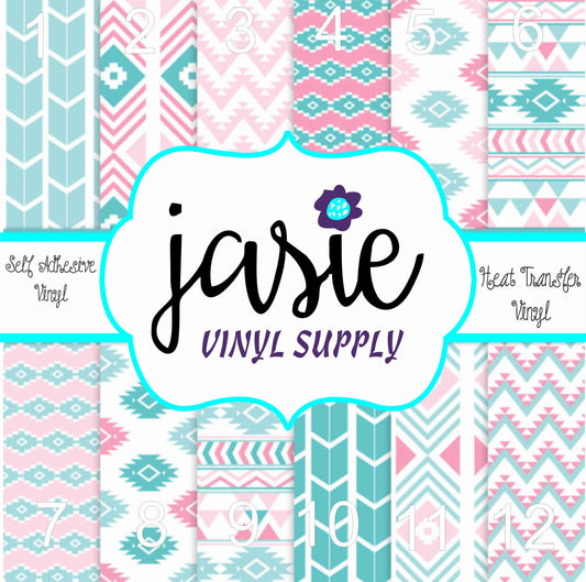 Aztec Pink & Teal Printed Vinyl