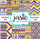 Purple & Gold Aztec Printed Vinyl