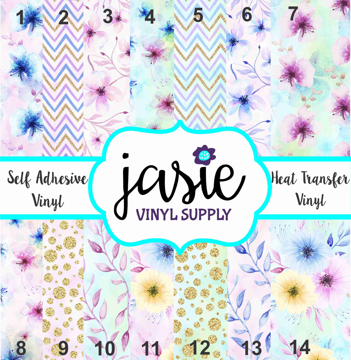Soft Glitter Floral Printed Vinyl