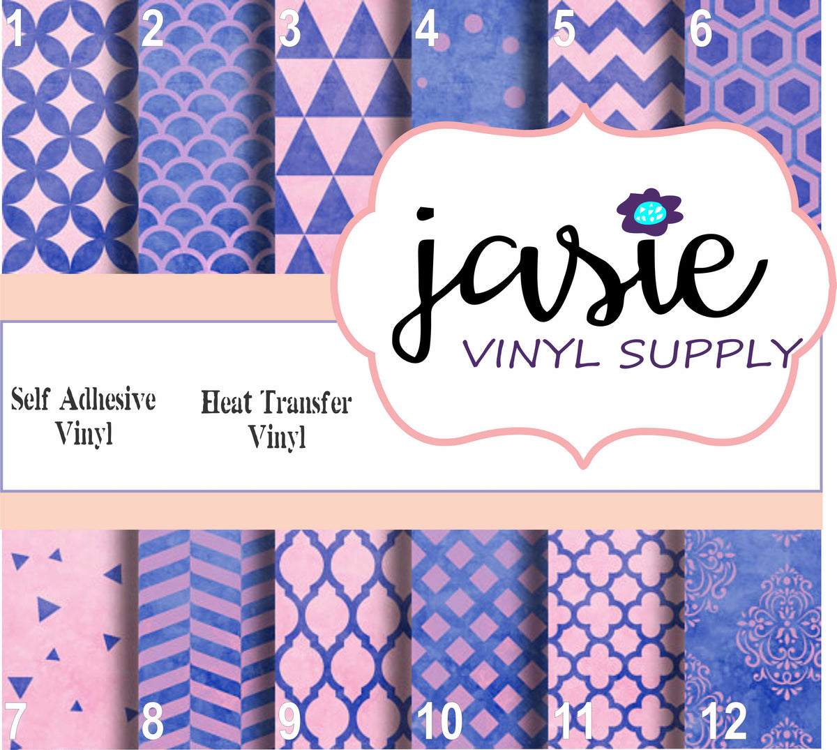 Water Color Blue & Pink Printed Vinyl