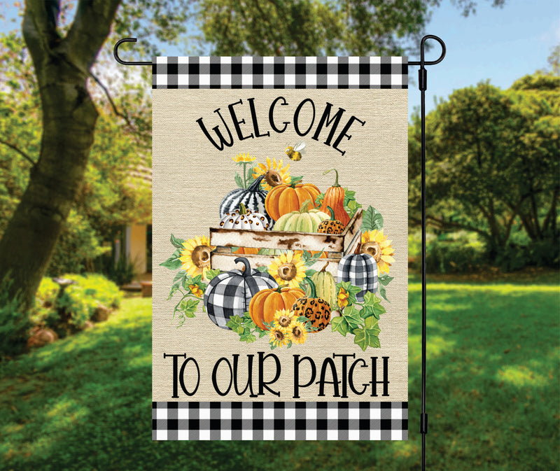 Welcome To Our Patch Plaid Garden Flag