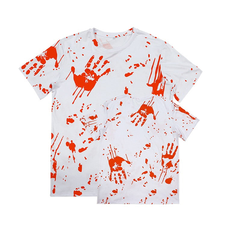 Polyester Bleach T-Shirt - White w/Blood Orange