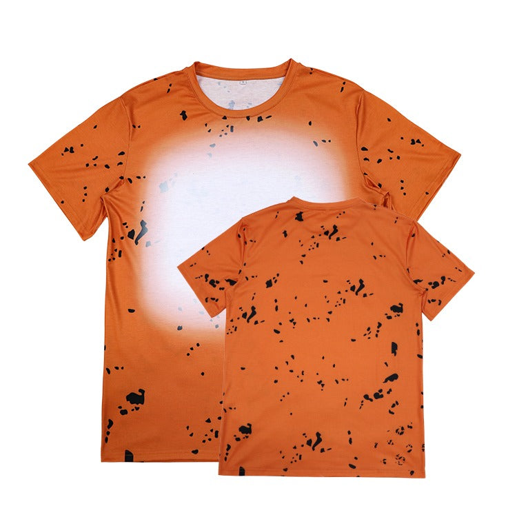 Polyester Bleach T-Shirt - Orange  Splatter