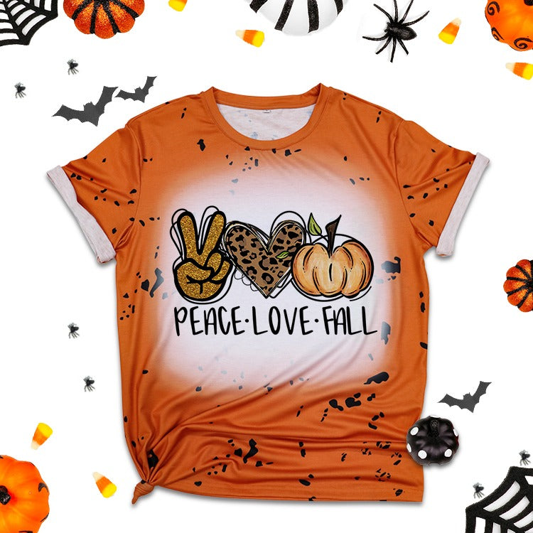 Polyester Bleach T-Shirt - Orange  Splatter