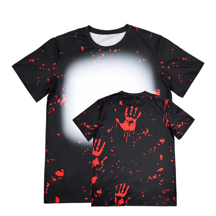 Polyester Bleach T-Shirt - Black with Bloody Hand Prints